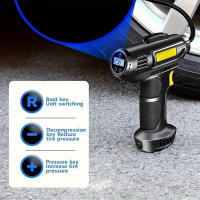 Compresor de aire portátil y inflador, bomba eléctrica inalámbrica de mano con pantalla digital, hasta 150PSI, ideal para coches, motocicletas, bicicletas y balones de deporte, material ABS, tensión de funcionamiento 12V - details 0