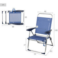 Aktive - Pack 2 sillas de playa plegables, 65x60x38/96 cm, aluminio y textileno, 4 posiciones, respaldo reclinable, antivuelco, color azul, modelo La Palma - details 3