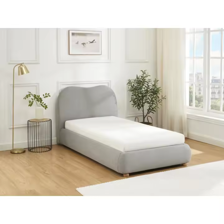 Vente-unique - Canapé abatible 90 x 190 cm - Tela - Gris claro - VANARI - 1