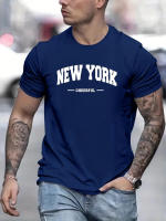 Camiseta De Algodón Puro 100% Para Hombre Estilo Casual Con Estampado De Nueva York Cuello Redondo Manga Corta Ajustada Y Oversized Para El Verano - details 4