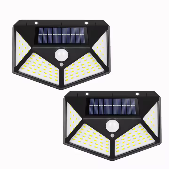 Luz solar para Exterior 100 LED Paquete de 2 [Última versión Verde 2200mAh] Sensor de Movimiento Luces Solares para Exterior Inalámbrico Impermeable Spot Luz solar Potente seguridad para Jardín - 1