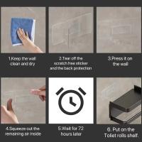 Soporte De Papel De Toalla Fácil De Instalar Sin Perforar Muro Organizador De Rollos Accesorio De Almacenamiento Para Baño Moderno Y Minimalista Plástico Brillo - details 2