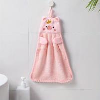 Toalla De Mano De Velvet Coral Colgante Con Bordado De Cerdo Adorable Toalla De Cocina Y Baño Suave Y Encantadora Tela De Lavado De Manos - details 3