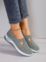 Zapatillas De Mujer En Color Sólido Transpirables Zapatillas Casuales De Verano De Bajo Térmico Tejidas Zapatos Casuales Para Mamá - details 19