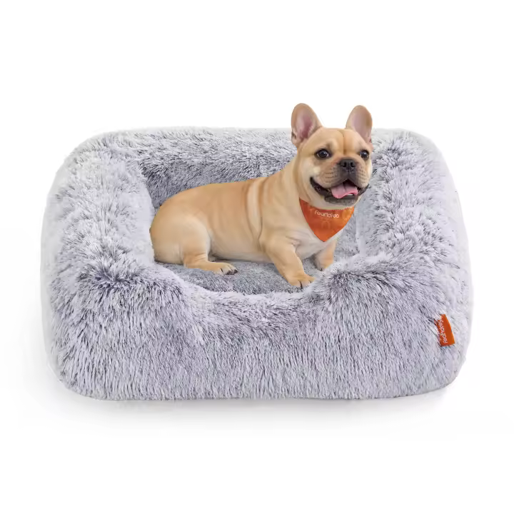 Feandrea Cama para Perros, Sofá para Perros, 71 x 55 x 18/91 x 68 x 18/106 x 75 x 20 cm, Cojín para Mascotas, Relleno Suave, Bordes Elevados, Funda Extraíble y Lavable a Máquina, Antideslizante, Gris Ombré, Regalo de Navidad - 1