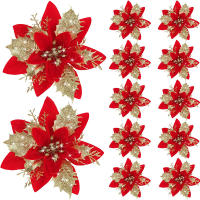 Flores De Navidad Artificiales Brillantes 14.5cm Decoración Para Árbol De Navidad Adornos Para Año Nuevo Y Día De San Valentín - details 14