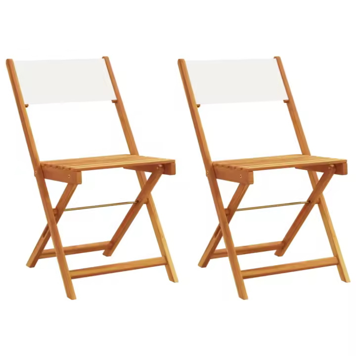 vidaXL Sillas de bistró 2 uds madera maciza acacia y tela crema blanco - 1