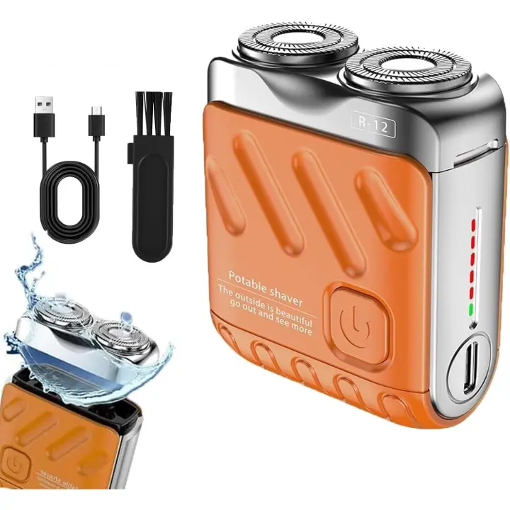 Afeitadora eléctrica portátil de doble anillo rotatorio, mini afeitadora eléctrica de doble cabezal, lavable, para el hogar y viajes (2 unidades) - 1