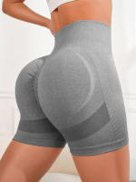Shorts De Yoga Para Mujer High Waist Abdomen Pantalones Cortos De Running Deporte Fitness Outer Wear Material Poliéster - details 8