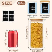 Tarros de almacenamiento de Vidrio de 1200ML, Juego de 3,tarros de comida de Cocina sellados de Vidrio - details 0