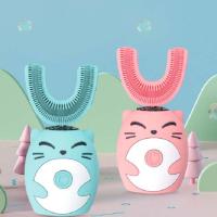 Nueva Llegada Cepillo De Dientes Eléctrico Para Niños En Forma De U De Silicona Grado Alimenticio Con Bricles De Medio Poder Ultrasonido - details 4