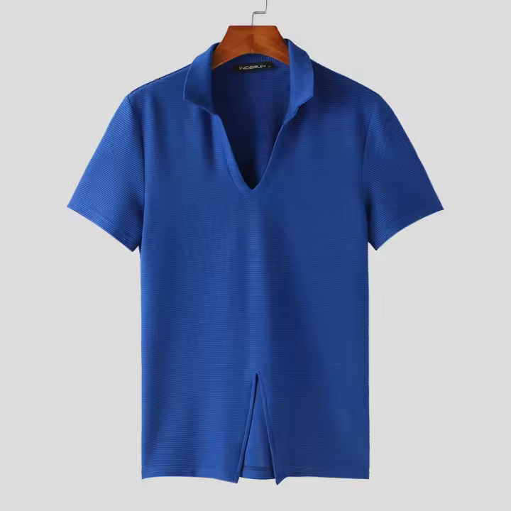 Camiseta De Hombre INCERUN 2024 Con Diseño De Rayas En La Parte Inferior Estilo Casual Manga Corta Cierre Pull on Tallas S-2XL - 1
