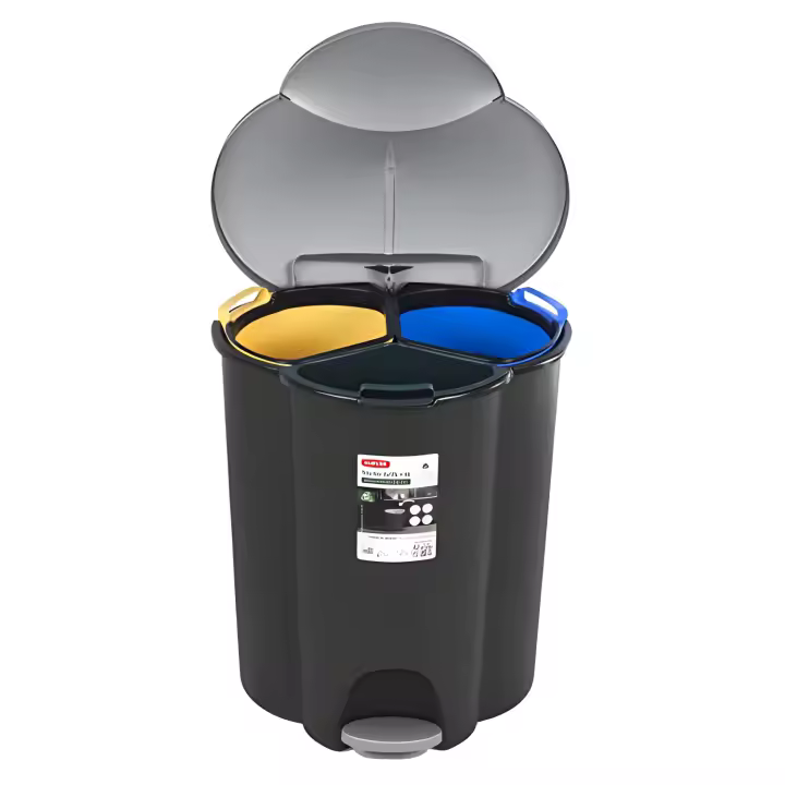 Curver Cubo de Basura 40L 3 Compartimentos Clasificación Residuos Pedales Plástico Interior - 1