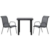 vidaXL Juego de comedor para jardín 3 piezas acero y textilene negro - details 1