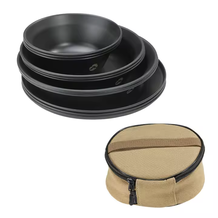 Juego De Utensilios De Cocina Para Camping BOLSAS DE COMIDA Y PLATOS ACERO INOXidable TEJIDO DE TITANIO NEGRO Portátil Para Barbacoa Al Aire Libre - 1