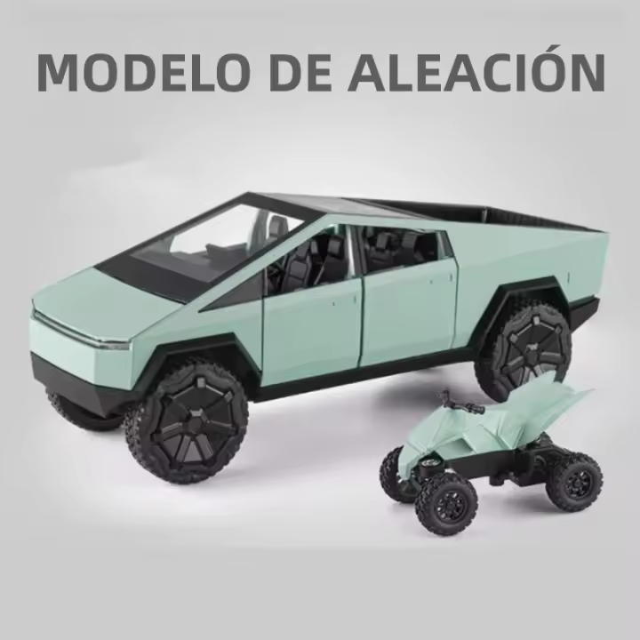 Modelo De Camión Tesla Cybertruck 1/24 En Aleación De Metal Juguete De Simulación Con Sonido Y Luz Vehículo Off-Road Para Niños - 1