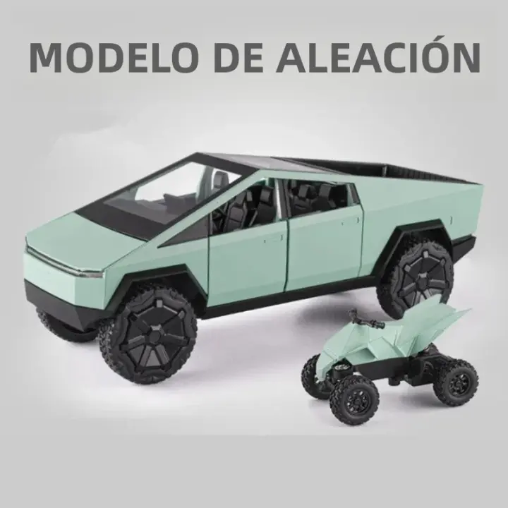Modelo De Camión Tesla Cybertruck 1/24 En Aleación De Metal Juguete De Simulación Con Sonido Y Luz Vehículo Off-Road Para Niños - 1