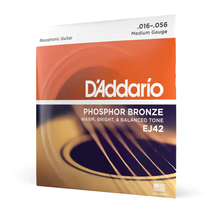 D'Addario EJ42 Cuerdas para guitarra resofónica de bronce fosforado, 16-56 - 1