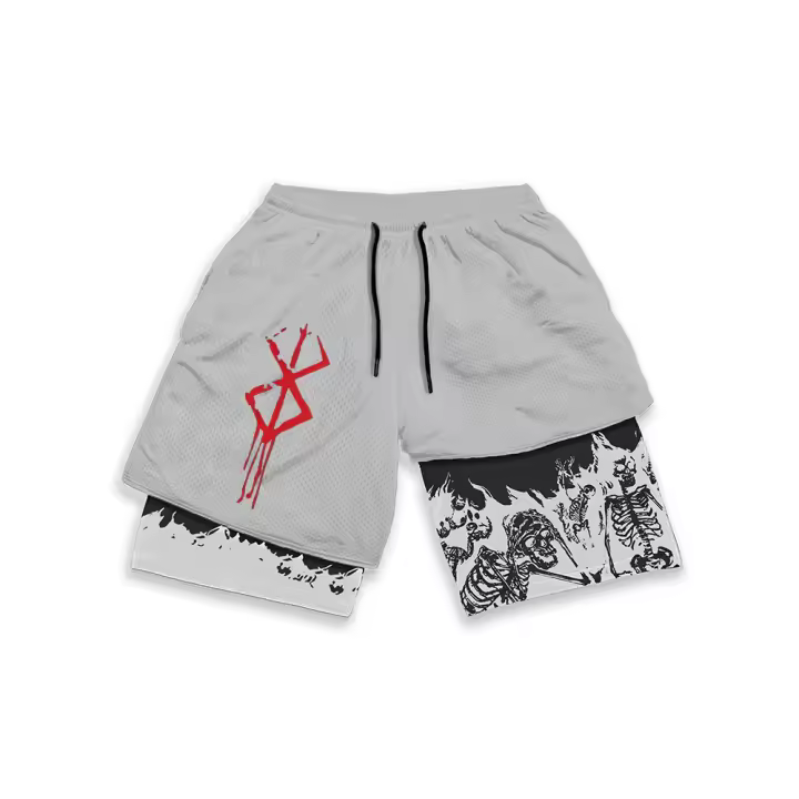 Shorts De Entrenamiento Para Hombre Anime Berserk 2 En 1 Running Yoga Gimnasio Deportes Pantalones Cortos De Polyester - 1