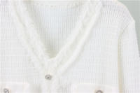 Vestido De Fiesta Elegante Y Adelgazante Para Mujer De Knitted De Media Longitud Con Cuello V Estilo Francés De Moda De Otoño E Invierno Con Cierre De Pullover - details 4