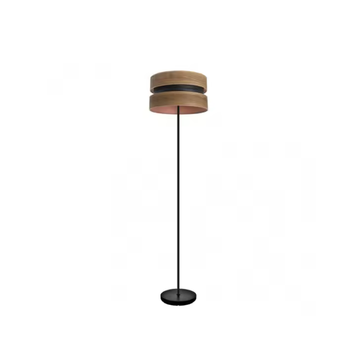 Fabrilamp - Pie Salon Colet 1xe27 Negro/madera Oscura 160x40x40 Cm - 1