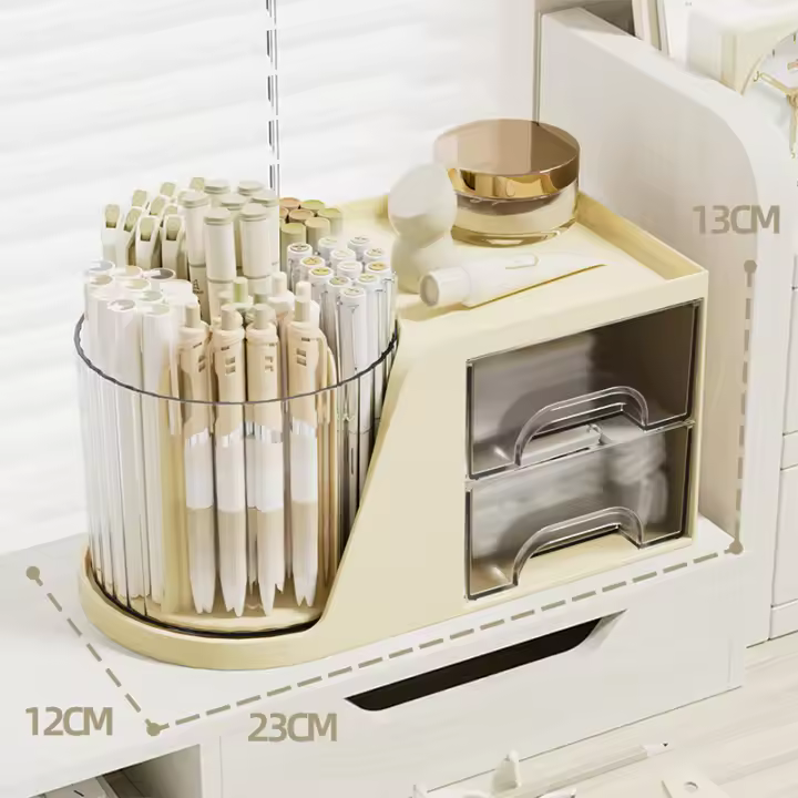 Caja De Almacenamiento Multifuncional Rotativa Para Maquillaje Organizador De Escritorio Para Labiales Sombras Y Bolígrafos Transparente - 1