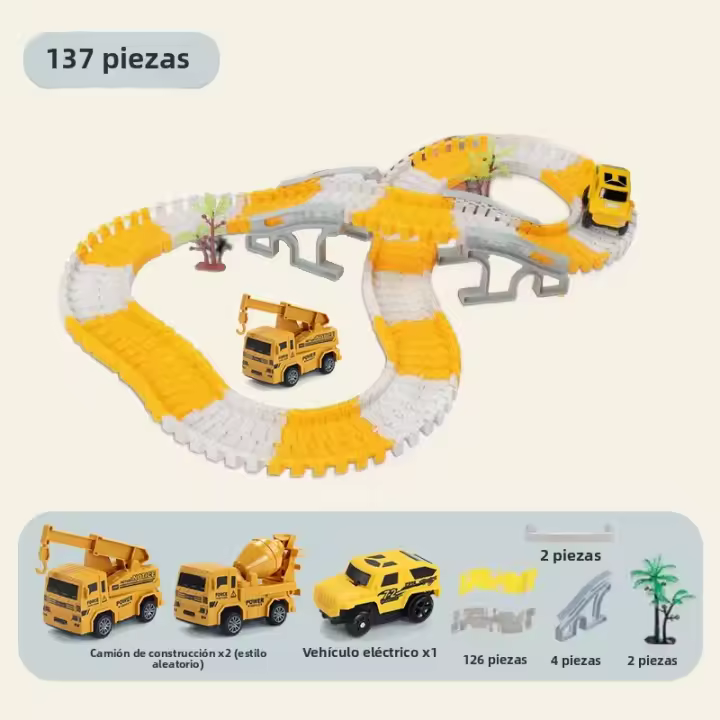 Juego De Carreras Eléctricas Con Vías Variadas Para Niños Y Niñas Set De Bloques De Construcción Para Cumpleaños Y Regalos De Halloween Material Plástico - 1