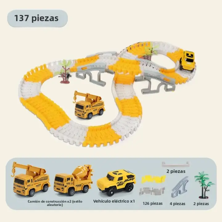 Juego De Carreras Eléctricas Con Vías Variadas Para Niños Y Niñas Set De Bloques De Construcción Para Cumpleaños Y Regalos De Halloween Material Plástico - 1
