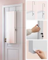 Espejo joyero de pared blanco con luces led, armario de almacenamiento bloqueable, sin marco, perfecto para maquillaje - details 5