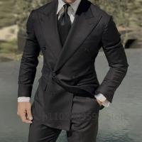 Chaqueta Negra De Dos Botones Para Hombre Traje De Novio Boda Ajustado Terno Masculino Blazer 1 Pieza Material COTON Forma Formal - details 2