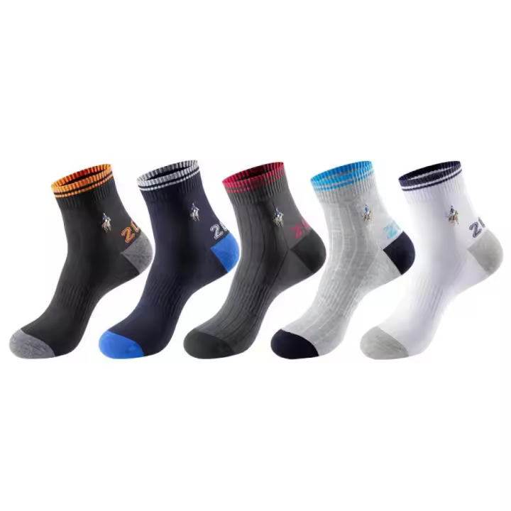 Calcetines De Algodón Aireado Y Secado Rápido Para Hombre Medio Caftán Deportivo Todas Las Estaciones Holstería De Patrón Geométrico - 1