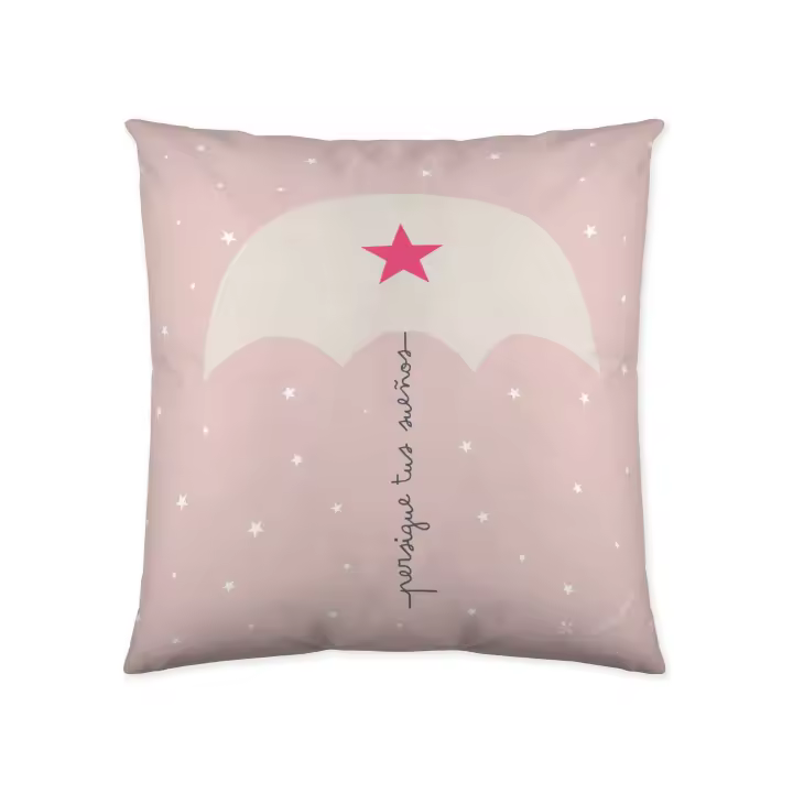 FUNDA DE COJIN VACIO INFANTIL 100% ALGODÓN GLOBOS Y GATOS 40x40 CM HACIENDO EL INDIO FABRICADO EN ESPAÑA - 1