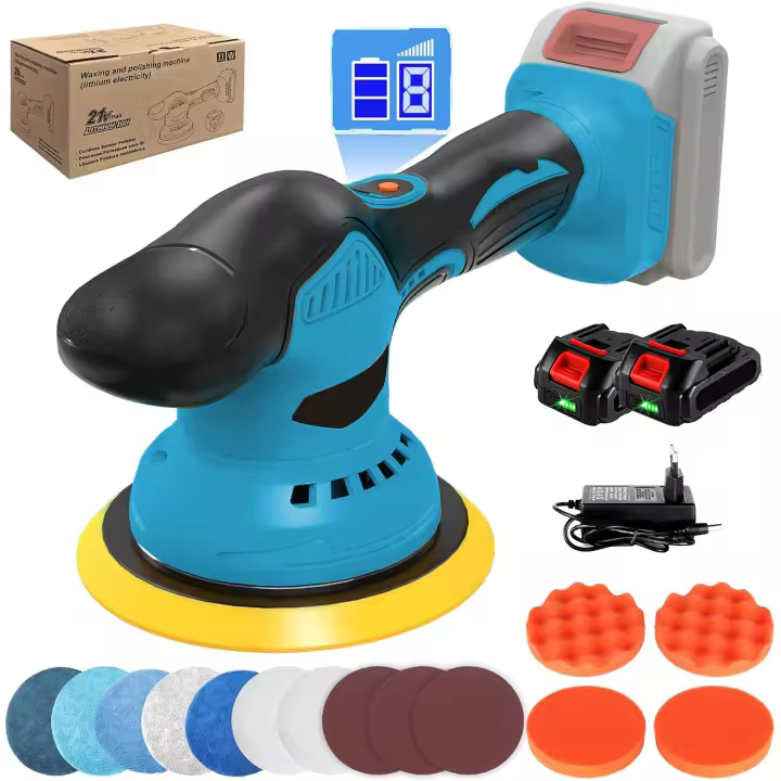 Pulidora Inalámbrica 580W Profesional 8 Velocidades 5500RPM, Compatible Batería Makita 18V, Disco 150mm para Pulido Automotriz y Bricolaje - 1