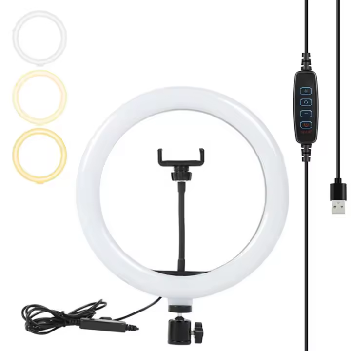 Luz De Anillo LED Para Autofotografía Con Soporte Para Móvil 6/10/12 Pulgadas Para Streaming En Vivo Maquillaje YouTube Fotografía Estudio - 1