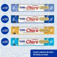 CHURU Variedad de Atún (40x14 gr) - Snack Cremoso Húmedo Complementario para Gatos (Atún, Atún con Ternera, Atún con Virutas de Bonito y Atún con sabor a Marisco) - details 0