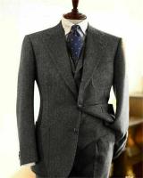 Traje De Hombros Interlock Tweed Retro Para Hombre 3 Piezas Traje Formal De Negocios Con Chaleco Y Pantalones Conjunto De Boda Tailor-Made - details 2