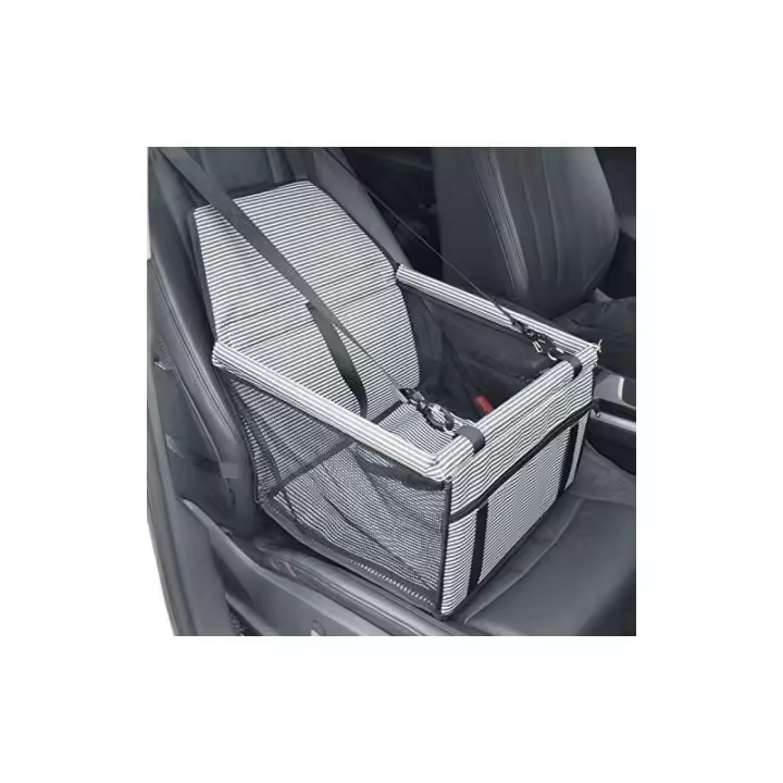 Asiento de coche para perros o gatos, cesta transportadora de coche para perros, funda elevadora de tela Oxford impermeable con cinturón de seguridad de viaje para cachorros (negro+blanco) - 1
