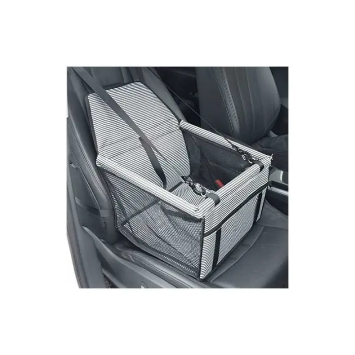 Asiento de coche para perros o gatos, cesta transportadora de coche para perros, funda elevadora de tela Oxford impermeable con cinturón de seguridad de viaje para cachorros (negro+blanco) - 1