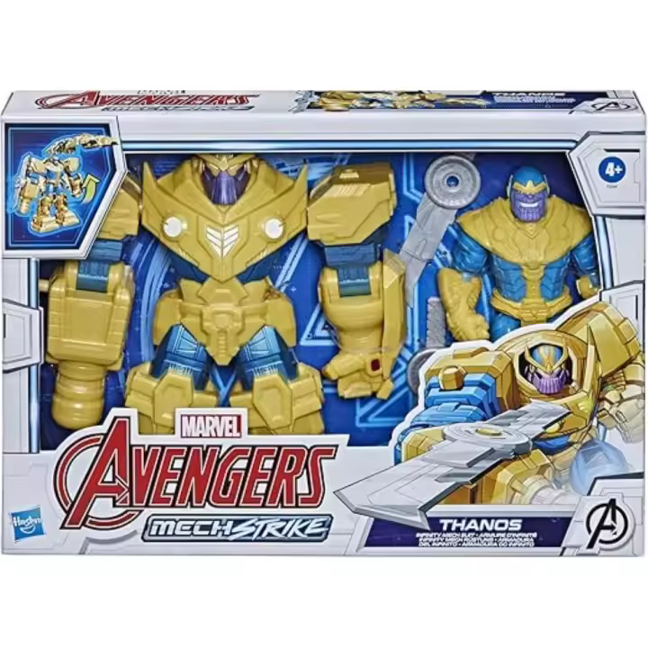 HASBRO : Marvel Avengers - Mech Strike - Figura de acción - Thanos - Armadura del infinito - Coleccionable - Divertido -  Regalo Original - Edad recomendada mayores de 4 años - 1