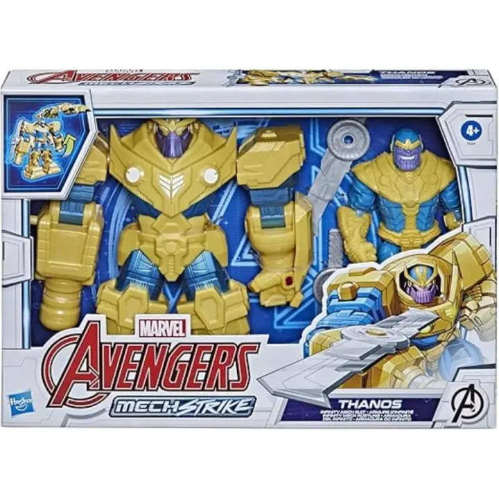 HASBRO : Marvel Avengers - Mech Strike - Figura de acción - Thanos - Armadura del infinito - Coleccionable - Divertido -  Regalo Original - Edad recomendada mayores de 4 años - 1