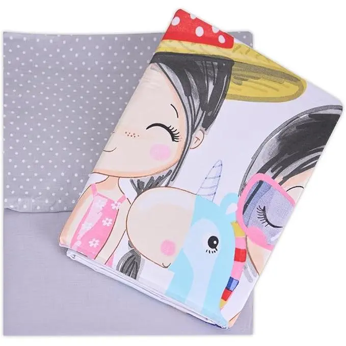 DECASATEXTIL Funda Nórdica Infantil Cama 90 -Juvenil – 3 Piezas – Funda nordica 150x255cm Bajera y Almohadón – Reversibles - Algodón/Poliéster- Suave Transpirable - Kayana Gris Cama 90 - 1