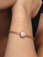 Pandora - Pulsera Pandora Moments with Cadena de Serpiente y Brilliant Crown-Baño de Gold Rose de 14 K - details 3