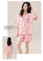 Nuevo Set De Pijamas Para Mujer Con Manga Corta Y Shorts Estilo Manga De Estudiante Dibujos Animados Verano Loungewear Poliéster Cuello Redondo - details 0