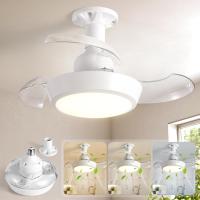 Ventiladores de techo retráctiles with Luces y Control Remote, vinicadores de Techo de 16 pulgadas with iluminación LED, 4 velocidades de ventilador, 3200 lúmenos, 3 Colores 3000K-6500K, ventilador de techo inteligente Silencioso Modern para Coqueto - details 0