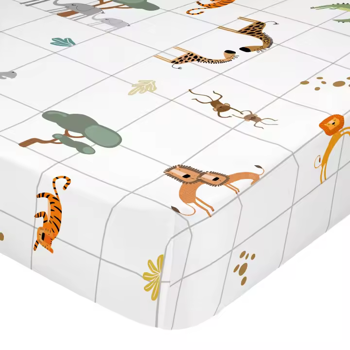 Happyfriday- Mini savanna Bajera cuna, Bajeras infantiles 100% Algodón, calidad de 150 TC, Fabricado en España - 1