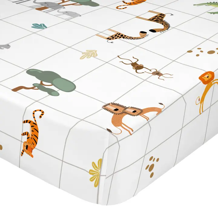 Happyfriday- Mini savanna Bajera cuna, Bajeras infantiles 100% Algodón, calidad de 150 TC, Fabricado en España - 1