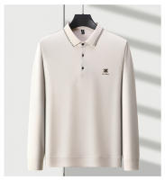 Camisa Polo De Larga Manga Para Hombre Marca De Lujo Algodón De Seda Con Estampado De Letras Casual Negocios Primavera Otoño - details 5