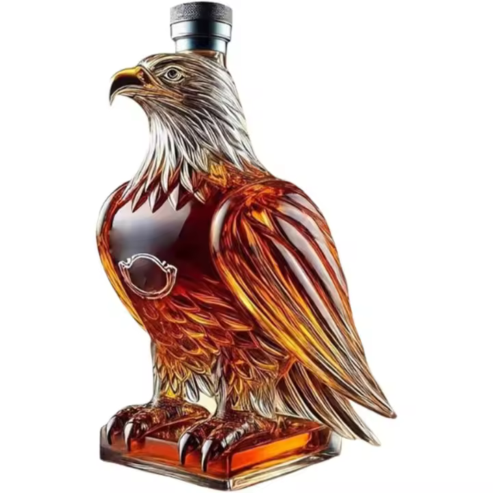 Botella de whisky con diseño de águila, decantador de vidrio único (2025), regalo para hombres, papás y esposos, decoración de bar para amantes del whisky (F) - 1