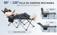 Silla de Camping Plegable con Respaldo Ajustable y reposapiés - details 0