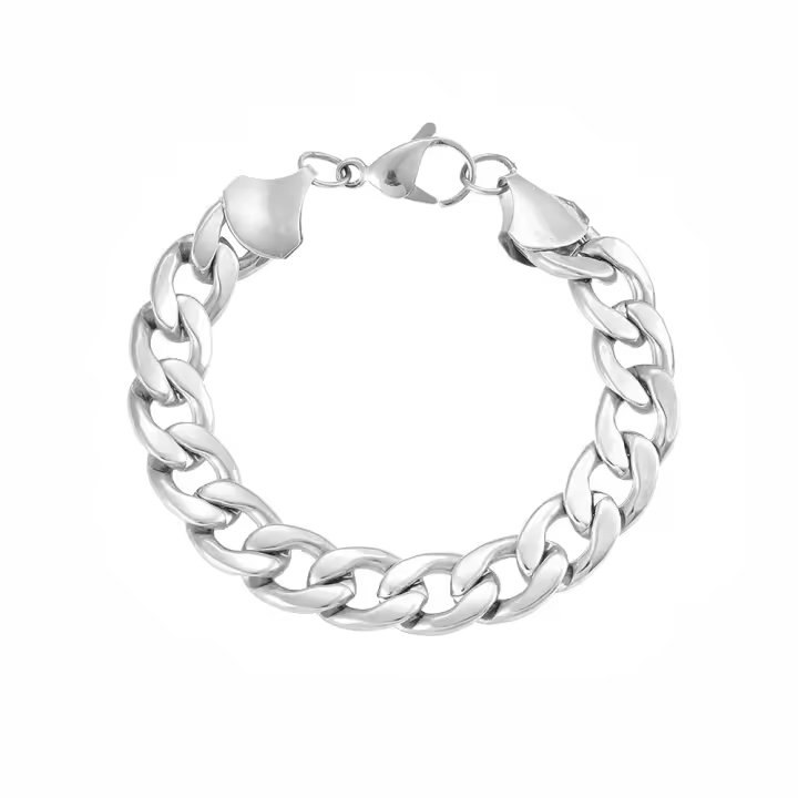 Pulsera De Cadena Cubana Punk Para Hombre 21cm Color Oro Y Plata Acero Inoxidable 12mm Cadena De Mano Joyería De Fiesta Regalo Para Hombres - 1